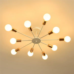 10-Lights Chandelier Bronze Flush Mount Ceiling Light