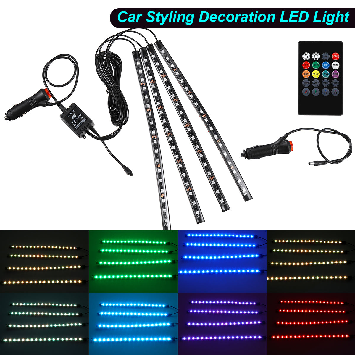 18 LED Colorful Car Interior Floor RGB Strip Light