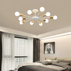 10-Lights Chandelier Bronze Flush Mount Ceiling Light