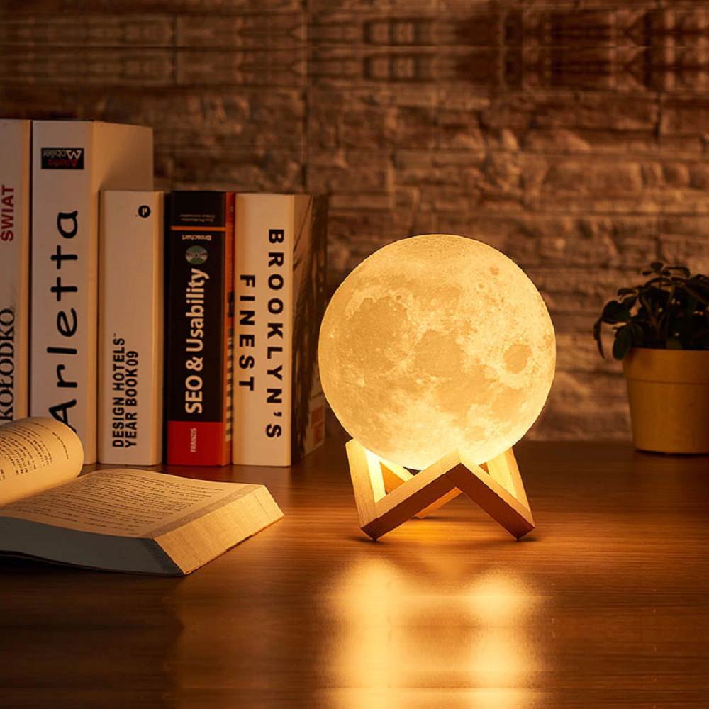 Rechargeable 3 Color 3D Moon Lamp