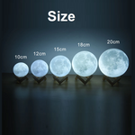 Rechargeable 3 Color 3D Moon Lamp