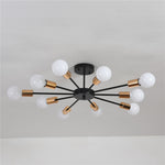 10-Lights Chandelier Bronze Flush Mount Ceiling Light