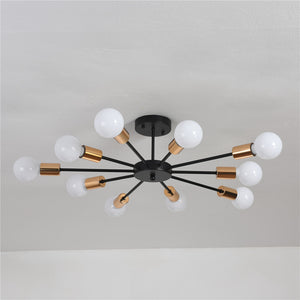 10-Lights Chandelier Bronze Flush Mount Ceiling Light