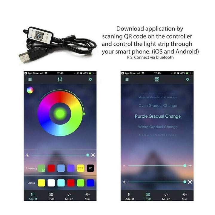 5050 RGB Bluetooth APP Control Dimmable TV Back Lighting